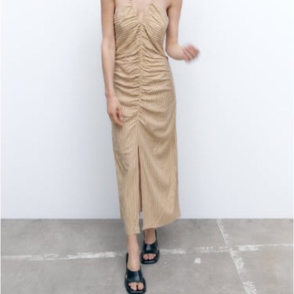 Zara NWT Linen Blend Stripe Dress - Picture 7 of 10